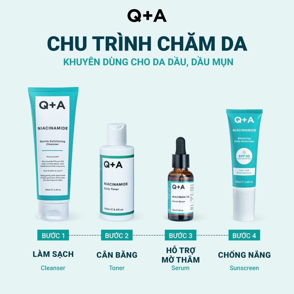  Q+A Sữa rửa mặt Niacinamide Gentle Exfoliating Cleanser 125ml 