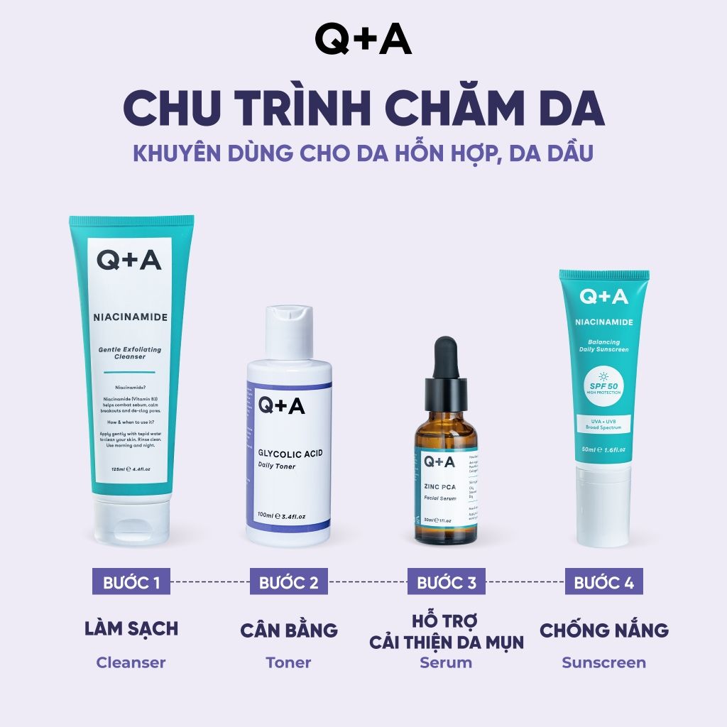  Q+A Nước hoa hồng Glycolic Acid Daily Toner 100ml 