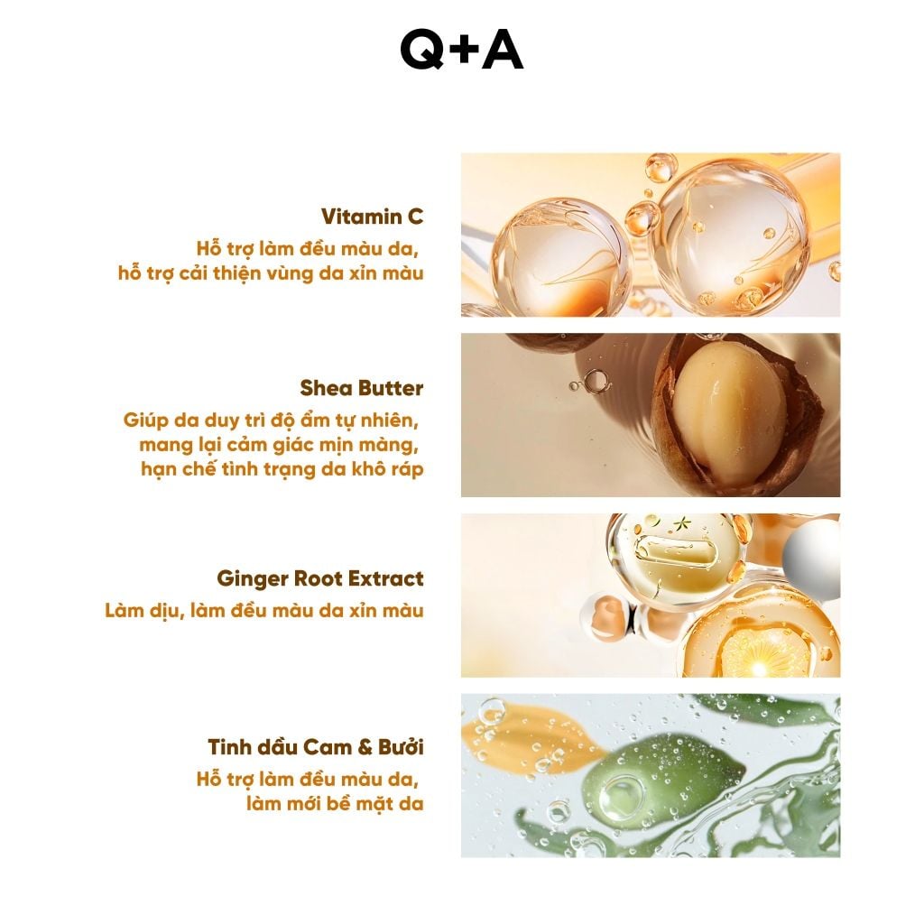  Q+A Kem dưỡng Vitamin C Body Cream 250ml 