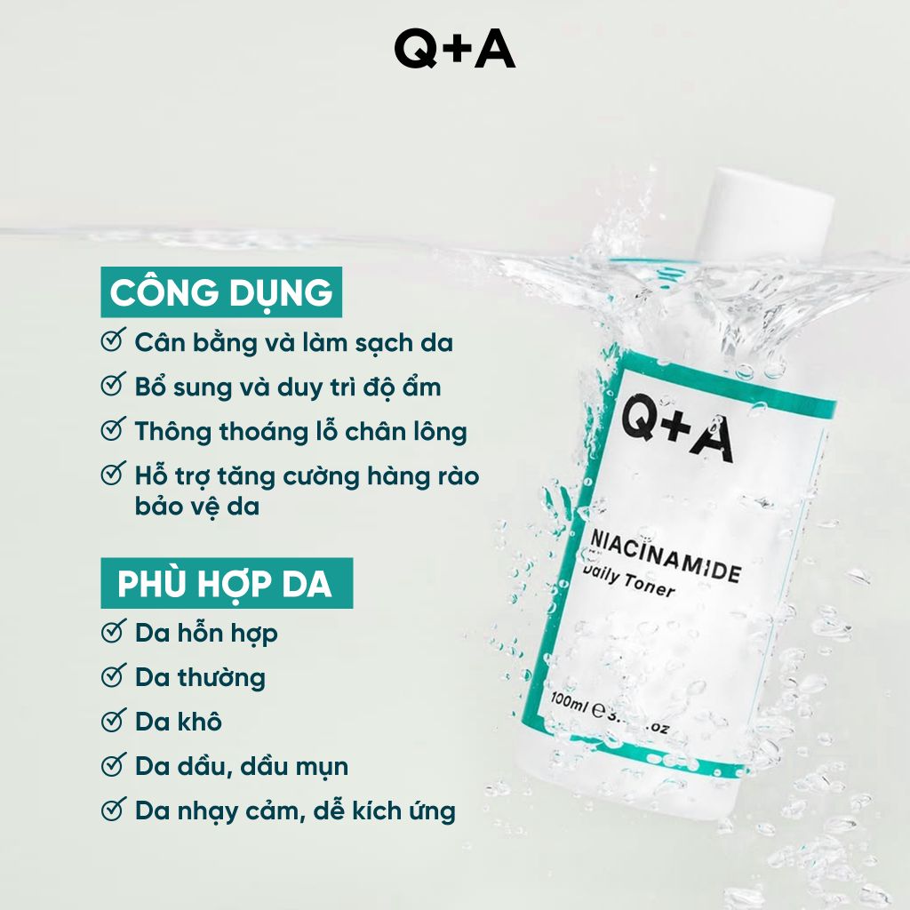  Q+A Nước hoa hồng Niacinamide Daily Toner 100ml 