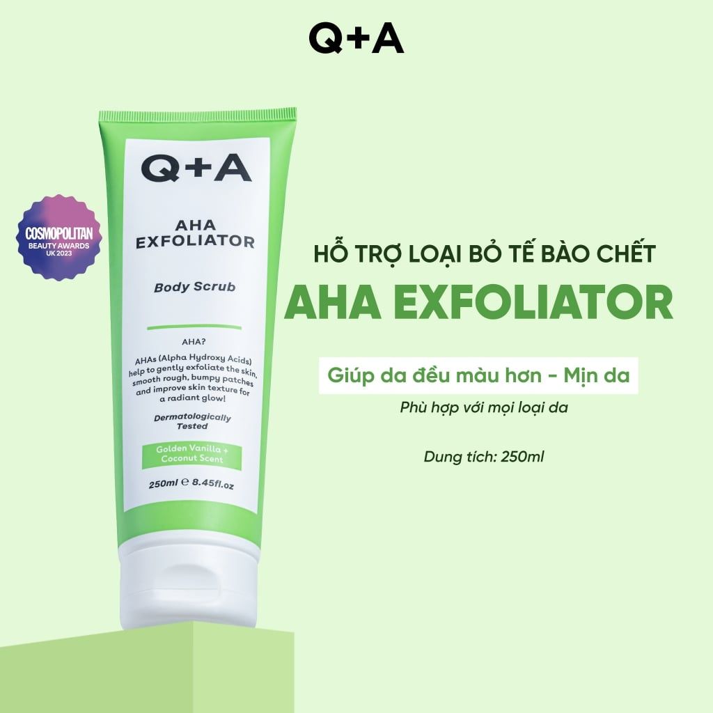  Q+A Tẩy da chết AHA Exfoliator Body Scrub 250ml 