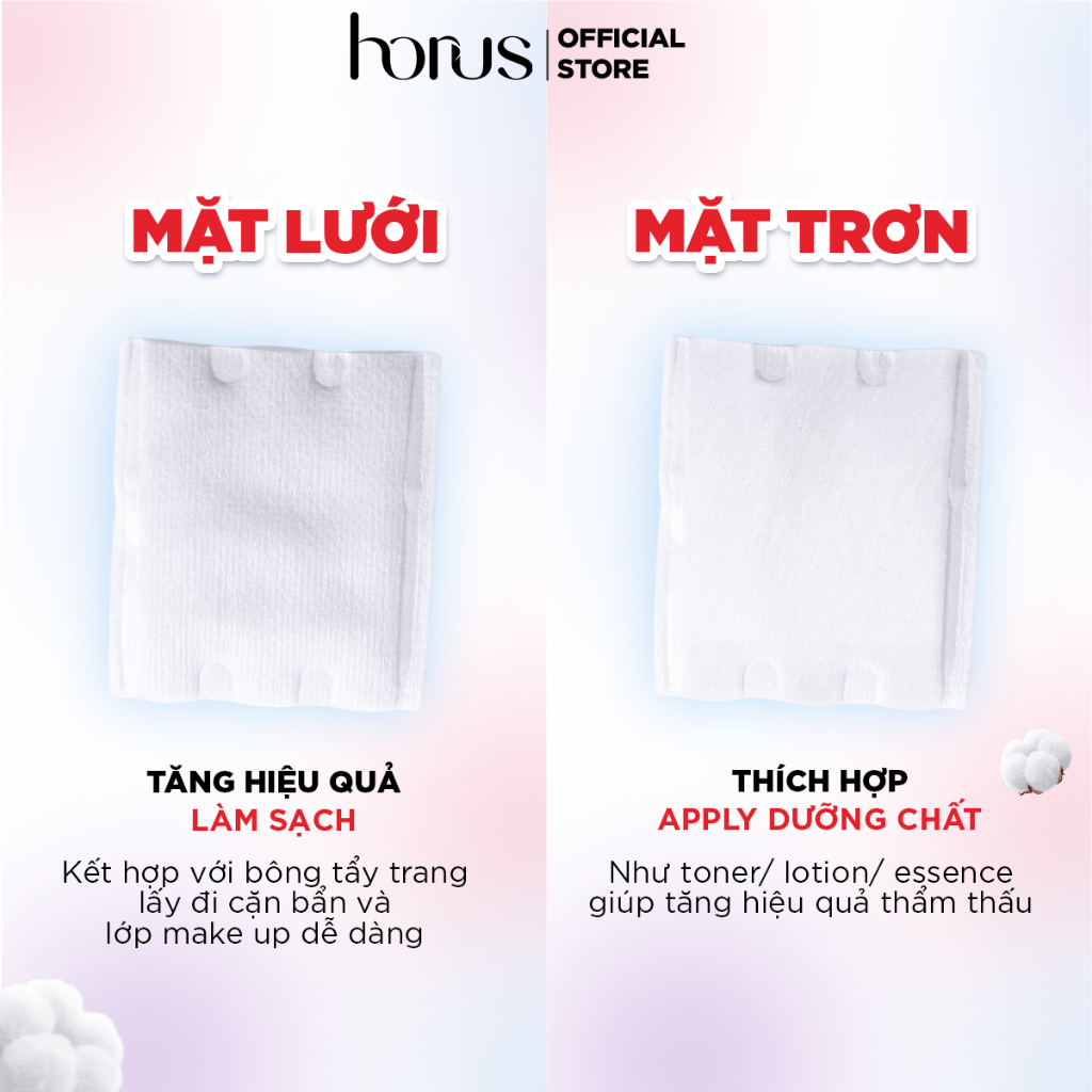  Bông Tẩy Trang Horus Cao Cấp Rectangular Soft Cotton Pad 200 Pads 
