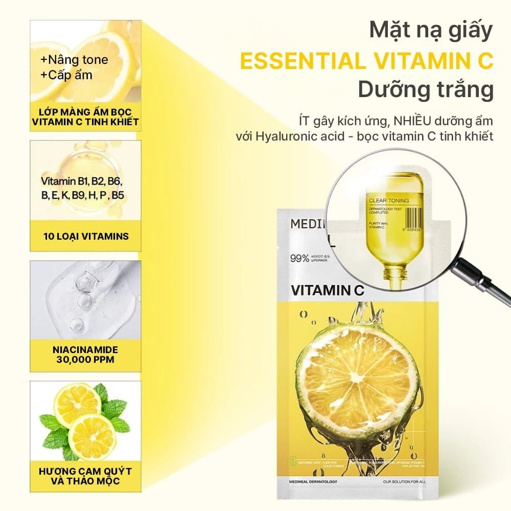  Mediheal Mặt Nạ Essential Collection Mask – Cấp Ẩm & Phục Hồi Từ Sợi Tre 24ml (1 miếng) 