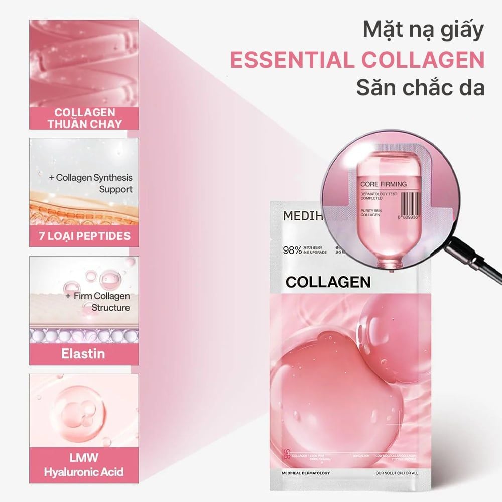  Mediheal Mặt Nạ Essential Collection Mask – Cấp Ẩm & Phục Hồi Từ Sợi Tre 24ml (1 miếng) 