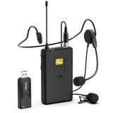  FIFINE K031B WIRELESS USB COMPUTER LAPEL MICROPHONE WITH HEADSEST FOR FITNESS CLASS, CONFERENCING 