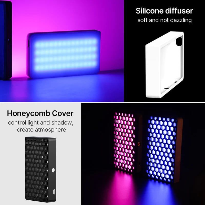 ULANZI LT002 Luce LED RGB Portatile Per Fotocamera: Pannello 10W Con Magnete, CRI 95+, Batteria 4000mAh E Dimmerabile 2500K-9000K