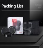  Ống kính Kase AF 85mm F1.4 Full Frame Cho Máy Ảnh Ngàm E / X/ Z 