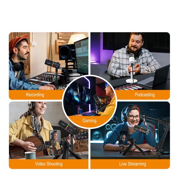  COMICA EJoy D10(D) – Micro RGB Dynamic USB Gaming, Lọc Tạp Âm Có Chân Để Bàn, Cổng XLR/USB-C 