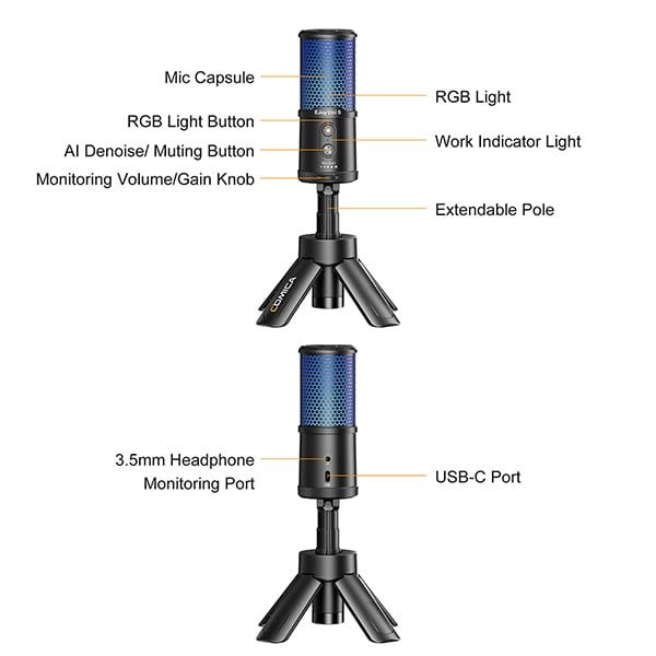  Comica Ejoy Uni S Microphone Condenser Cardioid RGB 