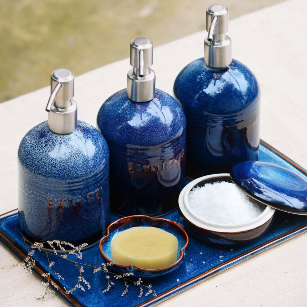  Bình đựng xà phòng chữ nhật bằng gốm men bóng 