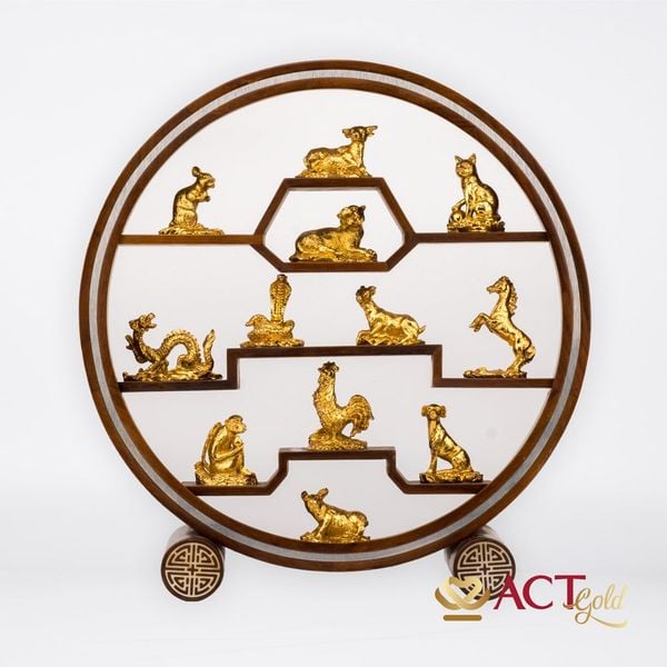 Quà tặng Kệ 12 Con Giáp dát vàng 24k (Mẫu 4)