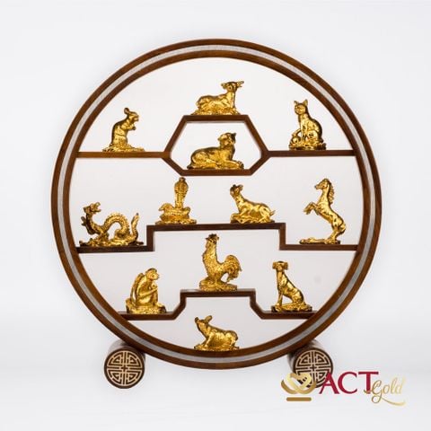 Kệ 12 Con Giáp dát vàng 24k (Mẫu 4)