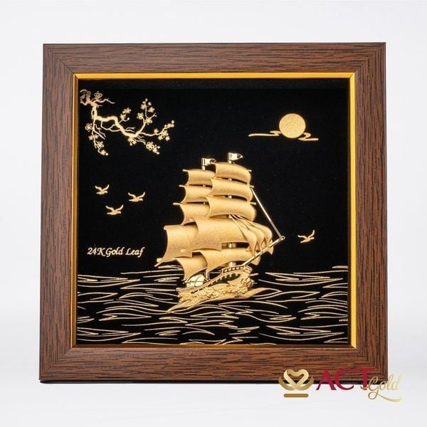 Tranh Thuyền Buồm - Thuận Lợi Hậu Thành Dát Vàng 24K