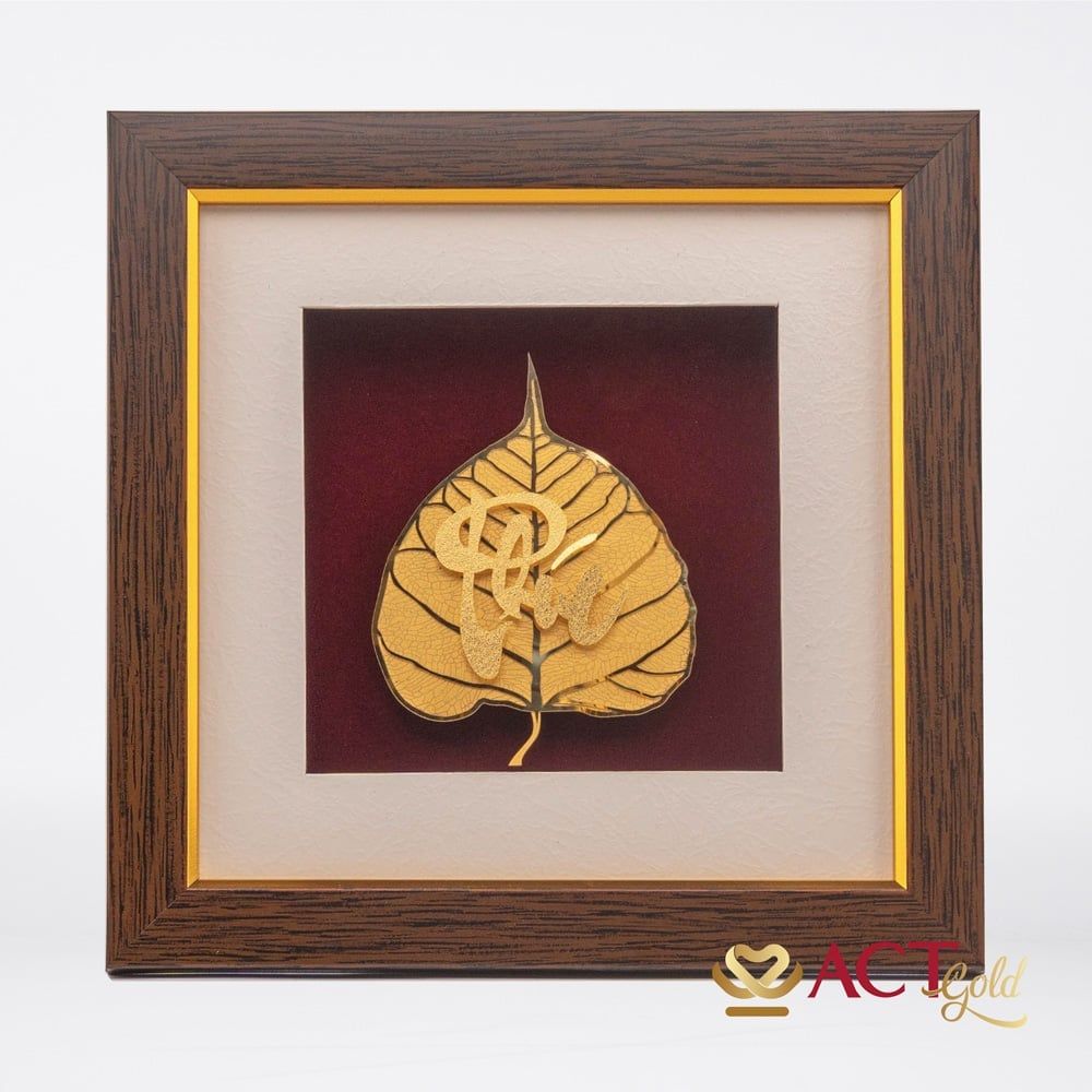 Tranh Chữ Phúc Lá Bồ Đề Dát Vàng 24K ACT GOLD ISO 9001:2015