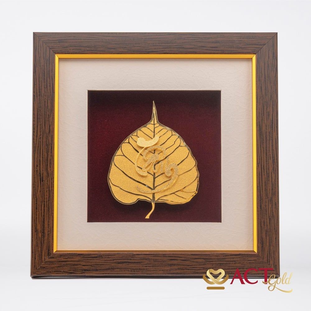Tranh Chữ Tâm Lá Bồ Đề Dát Vàng 24K ACT GOLD ISO 9001:2015