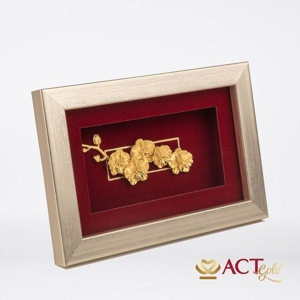 Tranh Hoa Lan - Nữ Hoàng Các Loài Hoa Dát Vàng 24K