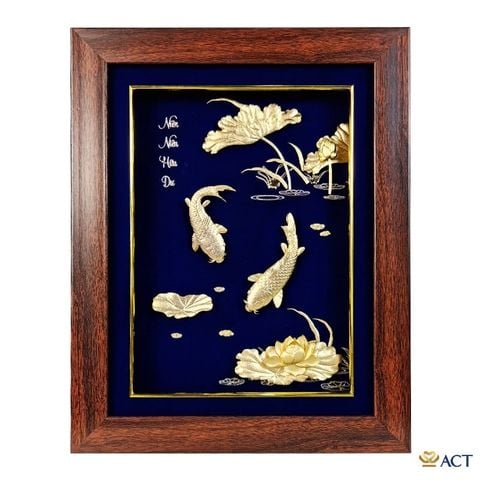 tranh Cá Chép Hoa Sen dát vàng 24k