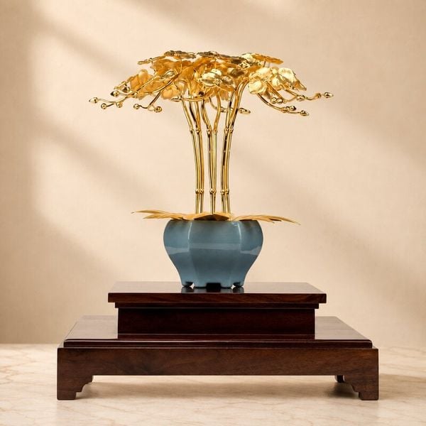 Chậu Lan 9 Cành dát vàng 24k (cỡ đại)