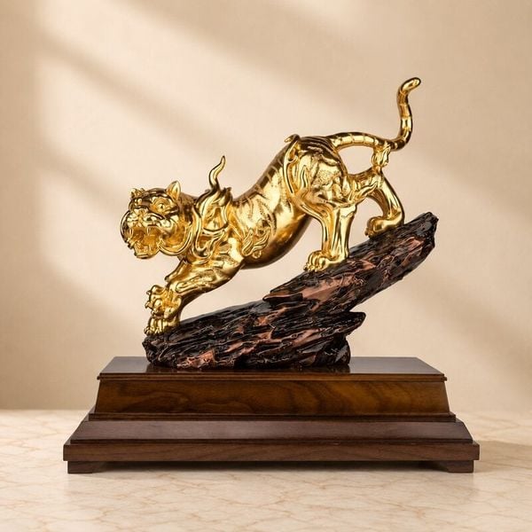 Biểu Trưng Bạch Hổ dát vàng 24k