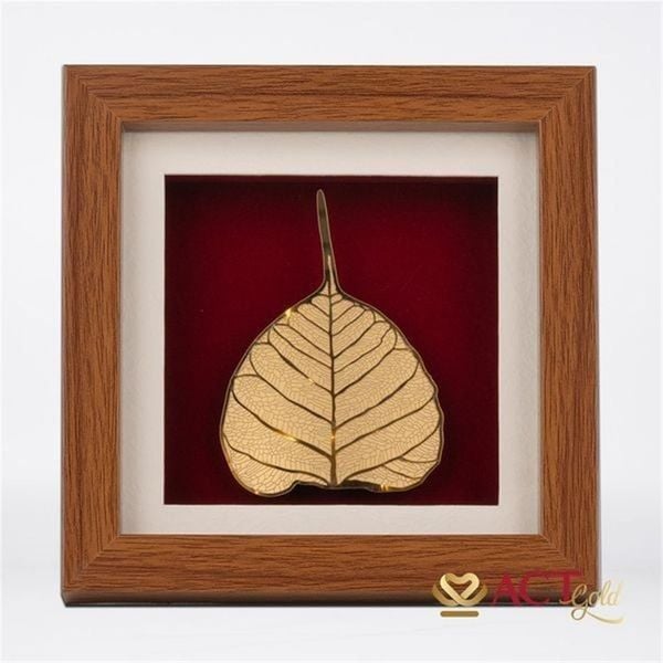 Tranh Lá Bồ Đề Giác Ngộ Tâm An Dát Vàng 24K
