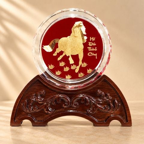 Chặn Giấy Ngựa Pha Lê Vàng Lá 24k (Mẫu 4)