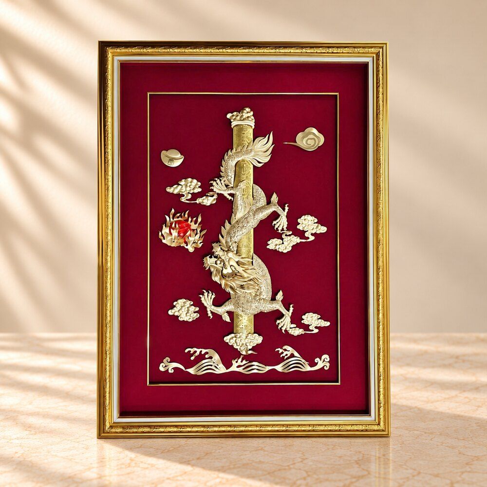 Tranh Rồng dát vàng 24k