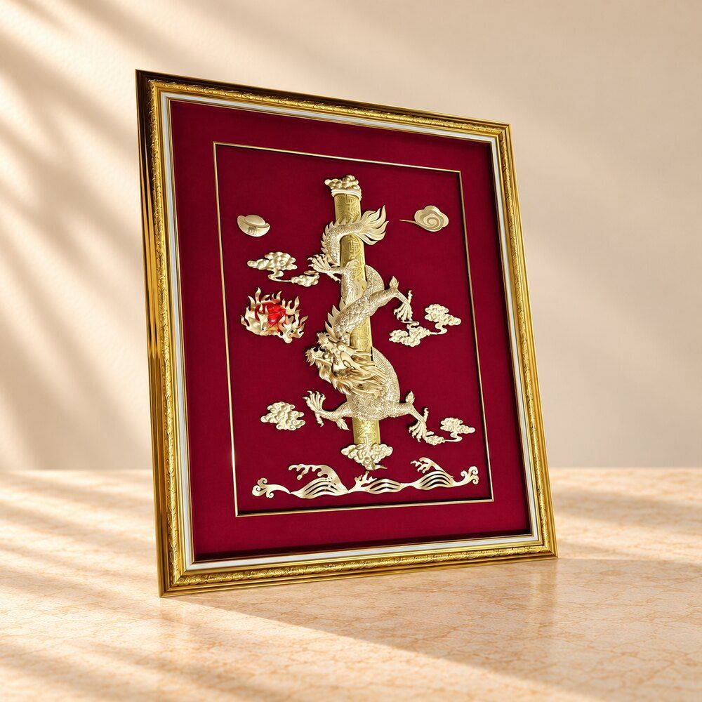 Tranh Rồng dát vàng 24k