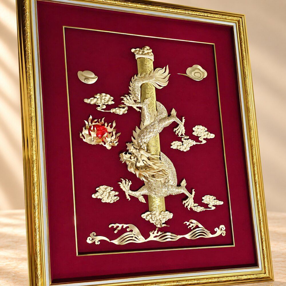 Tranh Rồng dát vàng 24k