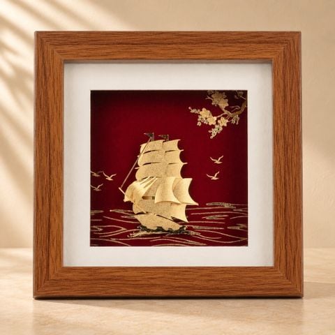 Tranh Thuyền dát vàng 24k