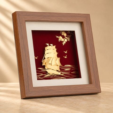 Tranh Thuyền dát vàng 24k
