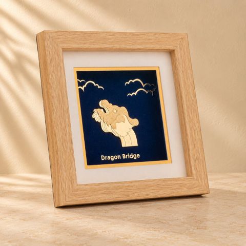Tranh Cầu Rồng dát vàng 24k