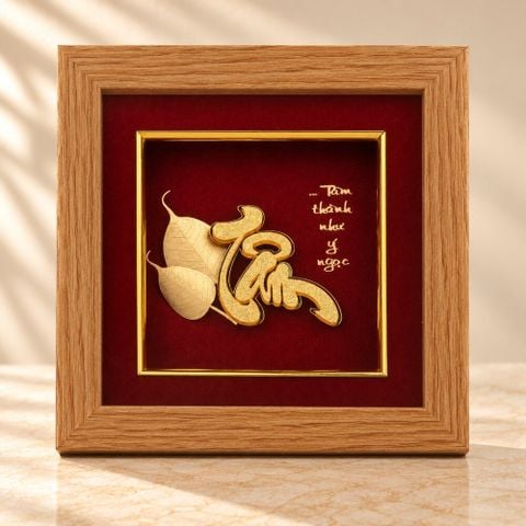 Tranh bồ đề Tâm dát vàng 24k