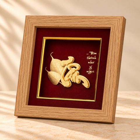 Tranh bồ đề Tâm dát vàng 24k