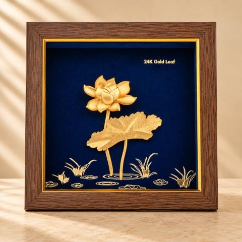 Tranh Hoa Sen dát vàng 24k