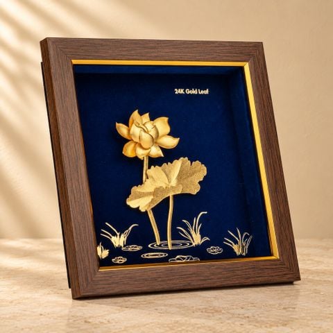 Tranh Hoa Sen dát vàng 24k