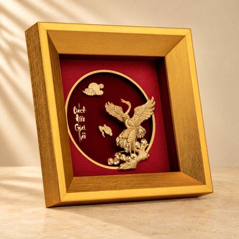 Tranh Tùng Hạc dát vàng 24k