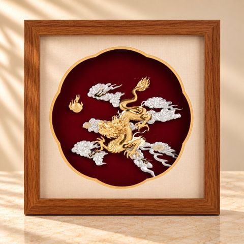 Tranh Rồng dát vàng 24k