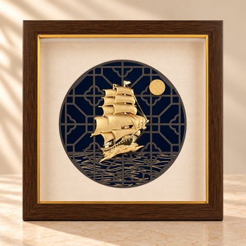 Tranh Thuyền dát vàng 24k (Mẫu 2)