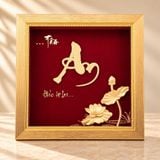 Tranh Chữ An Hoa Sen dát vàng 24k
