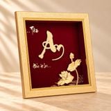 Tranh Chữ An Hoa Sen dát vàng 24k