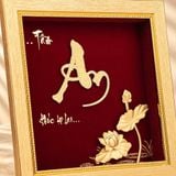 Tranh Chữ An Hoa Sen dát vàng 24k