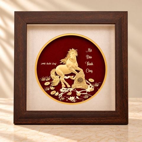 Tranh Ngựa dát vàng 24k