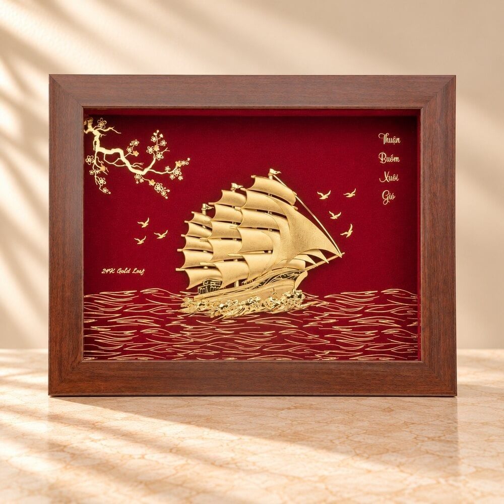 tranh Thuyền dát vàng 24k (Mẫu 1)