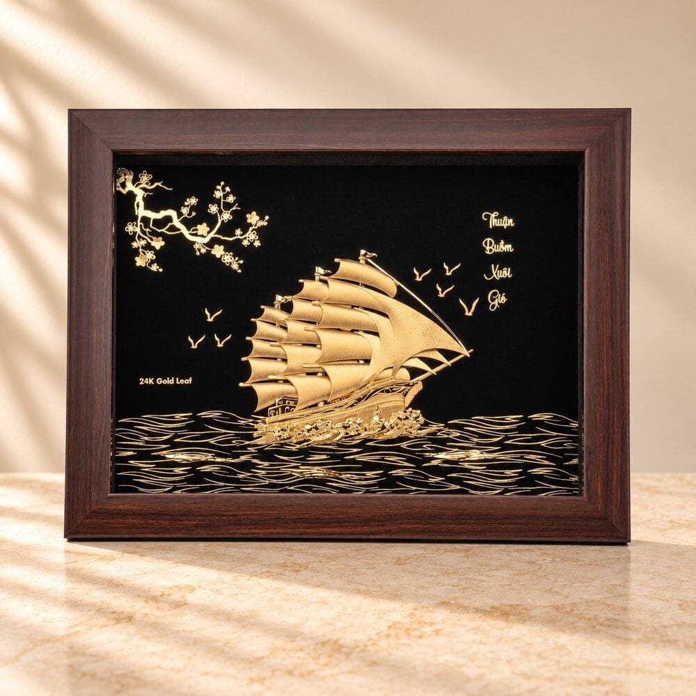 tranh Thuyền dát vàng 24k (Mẫu 18)