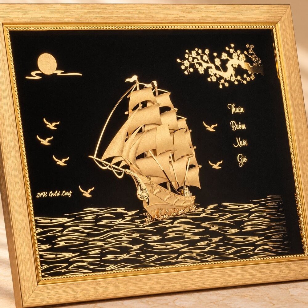 tranh Thuyền dát vàng 24k (Mẫu 24)