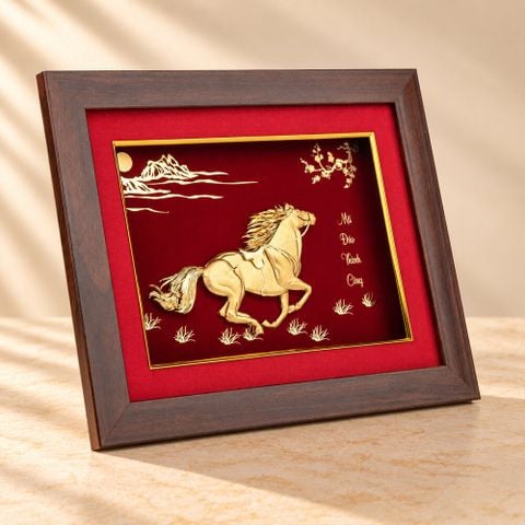 Tranh Ngựa dát vàng 24k
