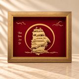 Tranh Thuyền dát vàng 24k