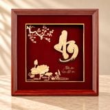 Tranh Chữ An Hoa Sen dát vàng 24k