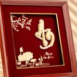 Tranh Chữ An Hoa Sen dát vàng 24k