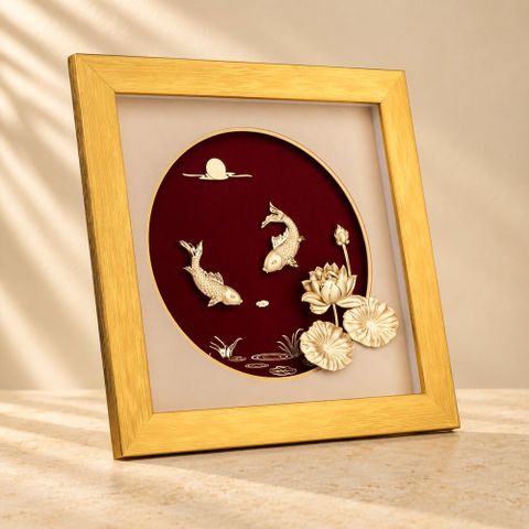 Tranh Cá Chép Bạc Mạ